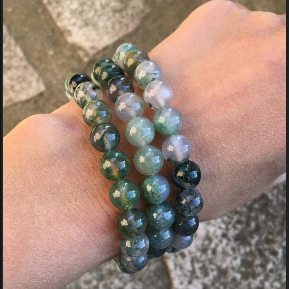Moss Agate Beaded Bracelet